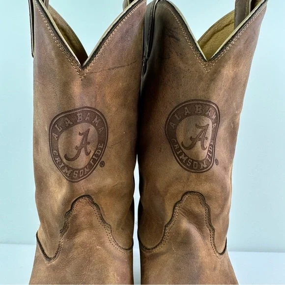 COLLEGE BOOTS Nocona Alabama Crimson Tide Brown Leather USA Women’s 10B - Picture 6 of 9